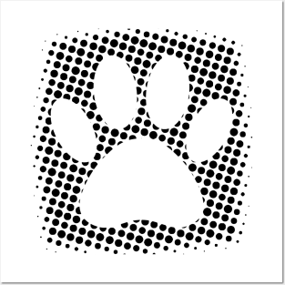 Dog Paw Print With Halftone Background Posters and Art